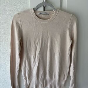 Zara Light Beige Crewneck Sweater